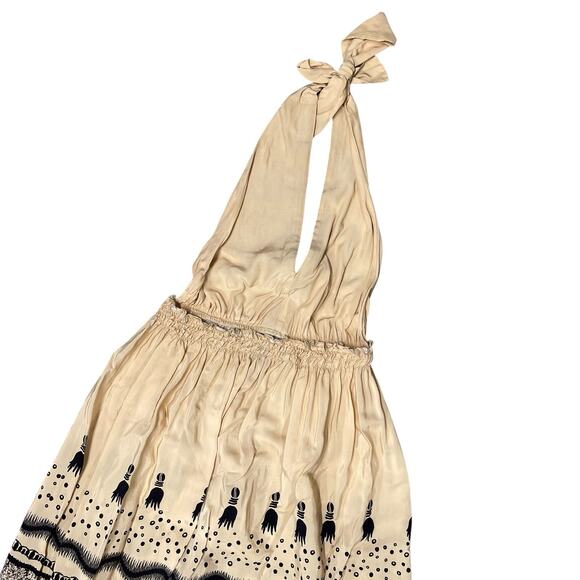 Dixie Open Back Halter Top Maxi Dress Feather Print Small - Picture 5 of 9